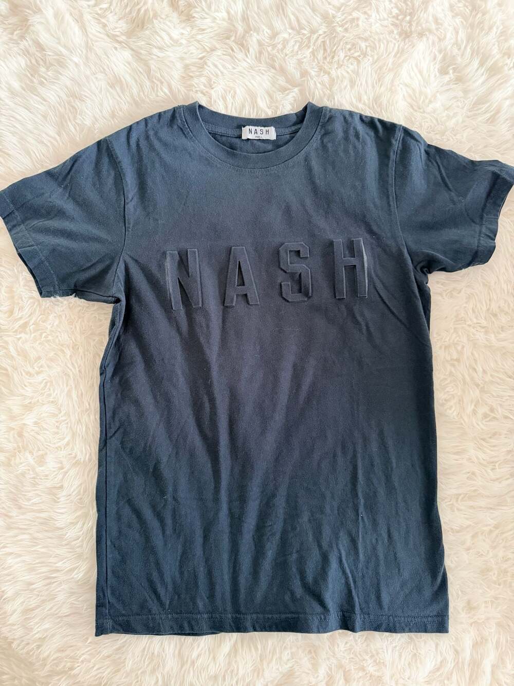 NASH Puffy Embossed Logo T-Shirt in Navy